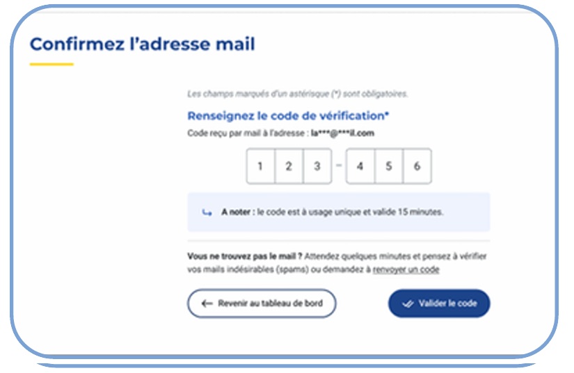 Page de saisie du code d authentification CESU connexions suivantes