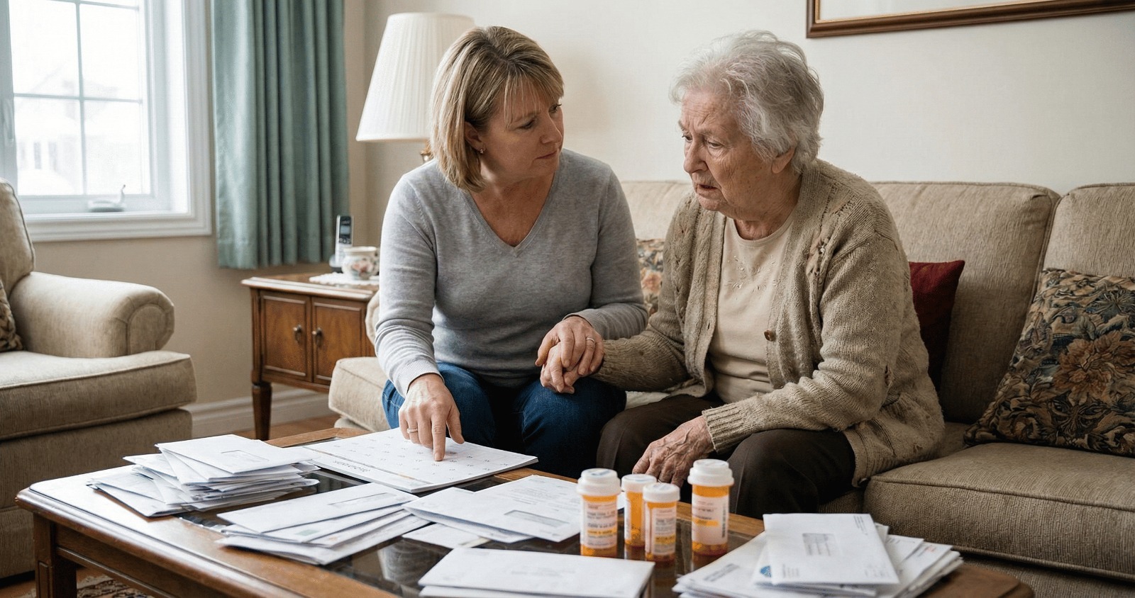 Fille inquiète pour son parent âgé